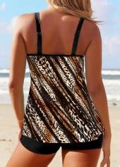 Plus Size Dark Coffee Leopard Tankini Top Modlily Usd