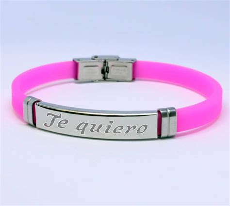 Pulsera Personalizada Acero Inoxidable Correa De Caucho Grabado Sin