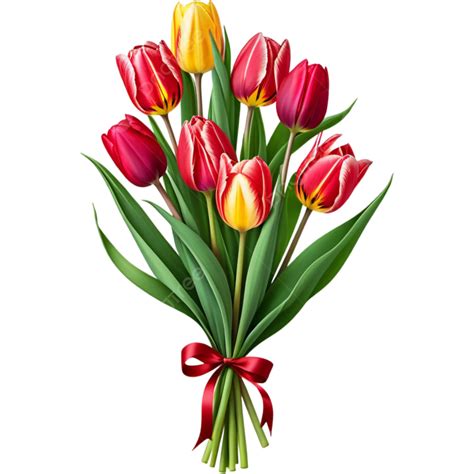 Bouquet Of Tulips Element Design Bouquet Png Transparent Image And