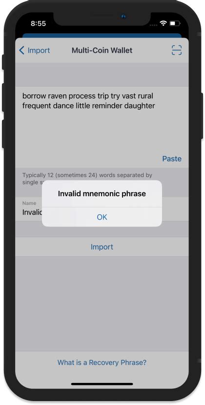How To Recover My Account It Says Invalid Menoimic English Trust Wallet