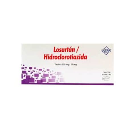 Losartán Hidroclorotiazida 100 mg 25 mg 15 tabletas Walmart