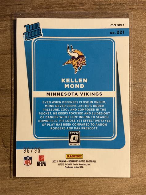 2021 Donruss Optic Kellen Mond Rated Rookie Red Holo D 99 Vikings