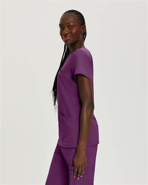 White Cross Scrubs Fit Sporty Scrub Top