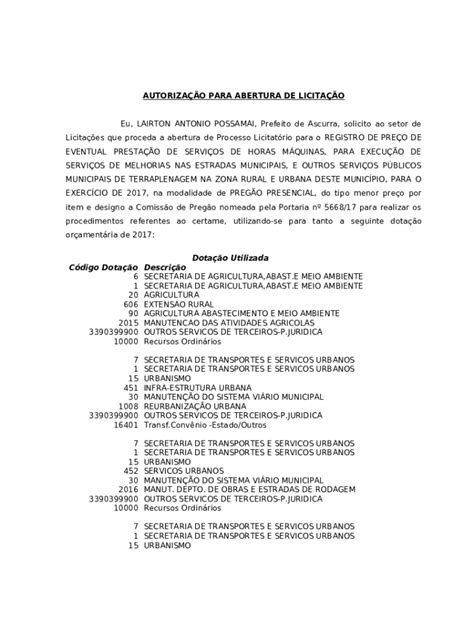 Eu LAIRTON ANTONIO POSSAMAI Prefeito De Ascurra Solicito Ao Setor De