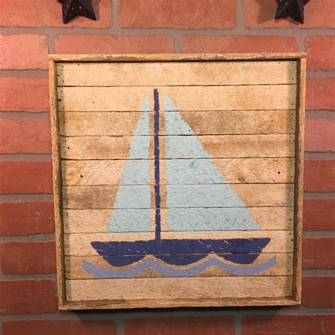 Rustic Sail Boat Reclaimed Wood Wall Decor Nautical Decor