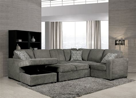 Izzy 3 Piece Chenille Left Facing Sleeper Sectional Pewter