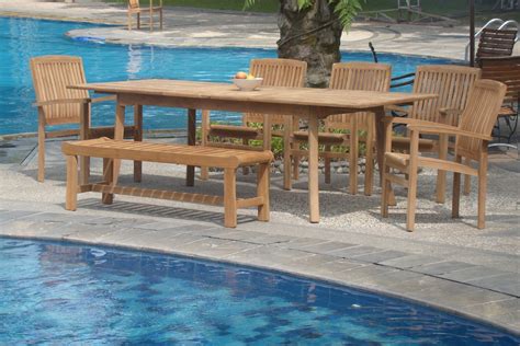 Wholesaleteak Piece Grade A Teak Outdoor Dining Set With Bench And