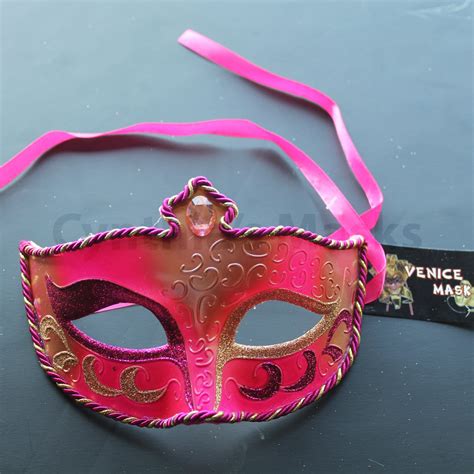 Hot Pink Pvc Venetian Masquerade Mask For Wedding Dancing