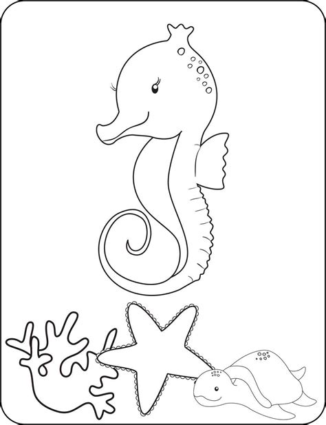 5 Seahorses Coloring Page Seahorse Outlines To Color