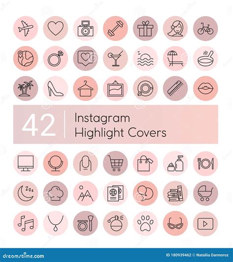 Instagram Highlight Vector Illustration Icons Set Social Media