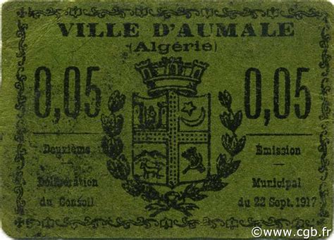 5 Centimes ARGELIA Aumale 1917 JPCV 03 P18 0524 Billetes