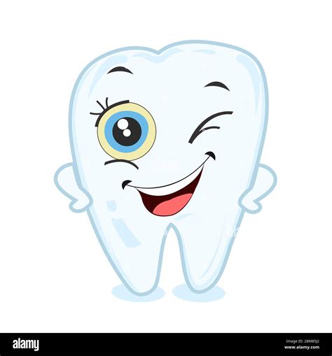 Winking Smiling Tooth First Tooth Illustration Stock Vector Image