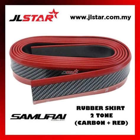 Samurai Rubber Skirt Car Front Lip Bumper Rubber Strip Carbon Red