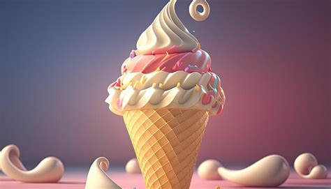 Premium Photo Soft Serve Ice Cream Digital Art Illustration Generative Ai