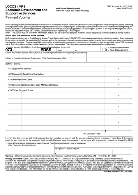 Fillable Form Hud Edss Economic Development And Supportive