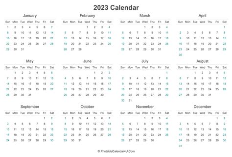 Calendar 2023 Word Format - Time and Date Calendar 2023 Canada