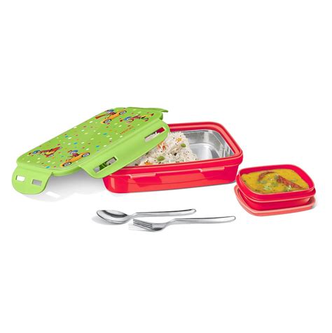 Buy Milton Steely Deluxe Mini Inner Steel Kids Tiffin Box 400 Ml Red