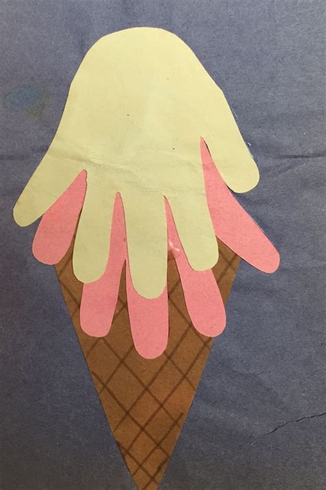 Handprint Ice Cream Cone Toddler Art Projects Toddler Art Baby Crafts