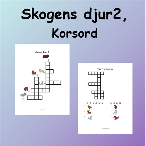 Skogens Djur Korsord Teach Academy