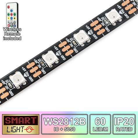 1M 5M WS2812B Addressable RGB LED Pixel Strip 5V 30 60 144 LED M FAST