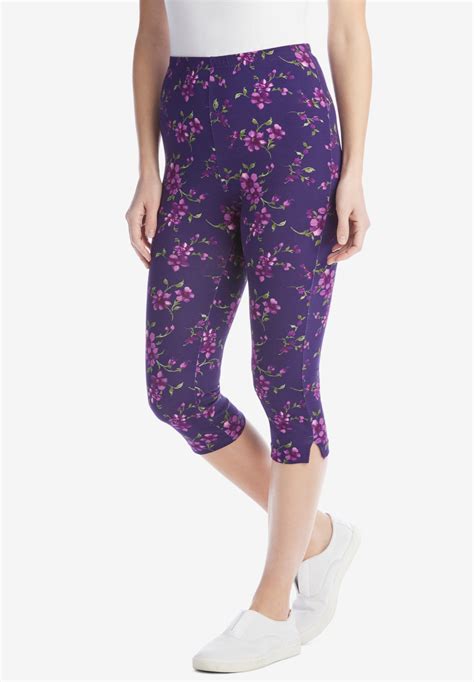 Stretch Cotton Printed Capri Legging Woman Within