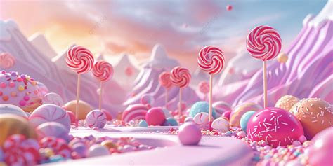 3d Explore A Surreal Candyland With Sweet Clouds And Vibrant Hues