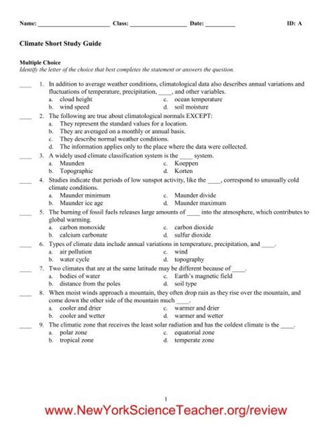 Pdf Earth Science Regents Review