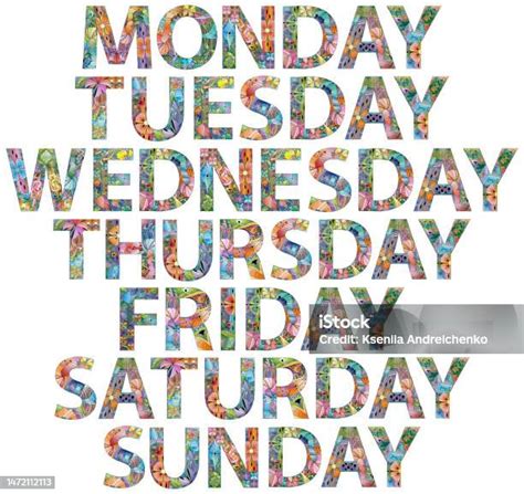 Days Of The Week Hand Drawn Modern Design Vector Illustration Stock