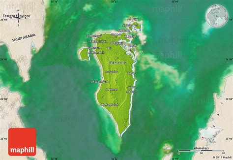 Physical Map Of Bahrain Satellite Outside