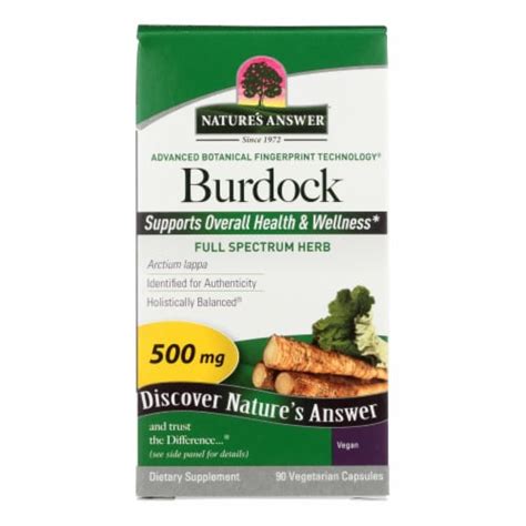 Nature S Answer Burdock Root Vegetarian Capsules Pack