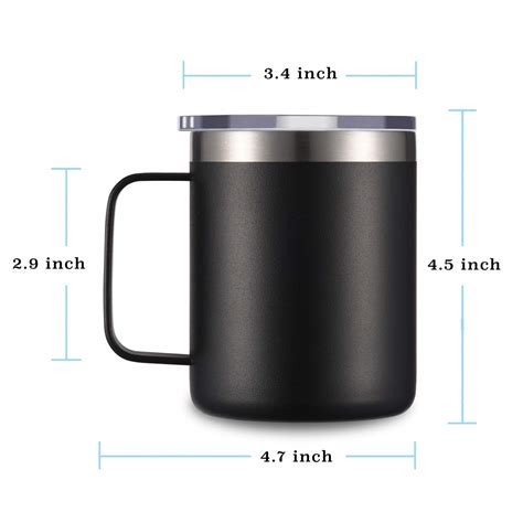 Civago 12oz Stainless Steel Coffee Mug Cup With Lid And Handle Double