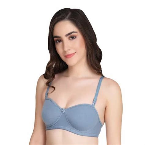 Cotton Push Up Powder Blue Plain Half Cup Padded Bra At Rs 73piece In