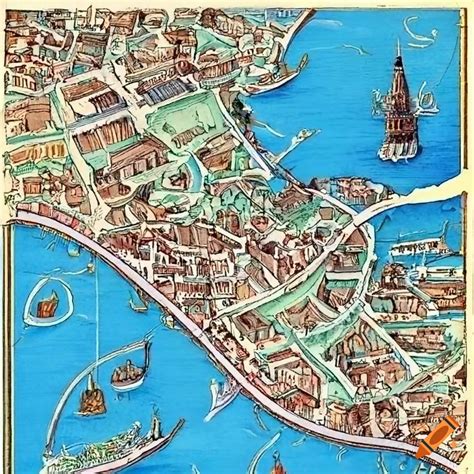 Illustrated Map Of Venice Italy On Craiyon