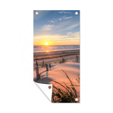 Tuinposter Strand Zee Nederland Duinen Zon Liggend Nu Bij