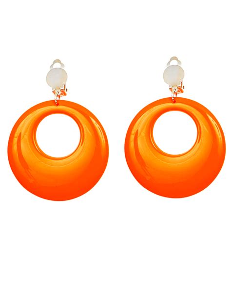 80s Neon Orange Earrings | Fashion Jewelry 80`s style | Horror-Shop.com