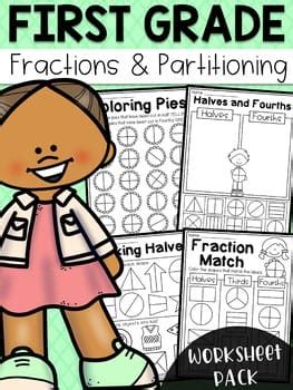 First Grade Fractions And Partitioning Worksheets My Teaching Pal