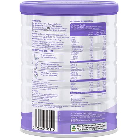 Bubs Goat Milk Formula 3 12 Year 800g Woolworths