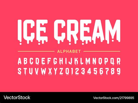 Melting Ice Cream Font Alphabet Letters And Vector Image