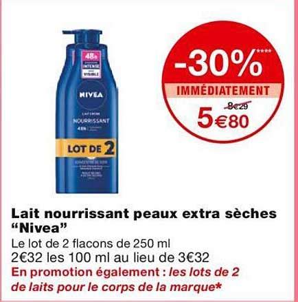 Promo Lait Nourrissant Peaux Extra Sèches nivea chez Monoprix