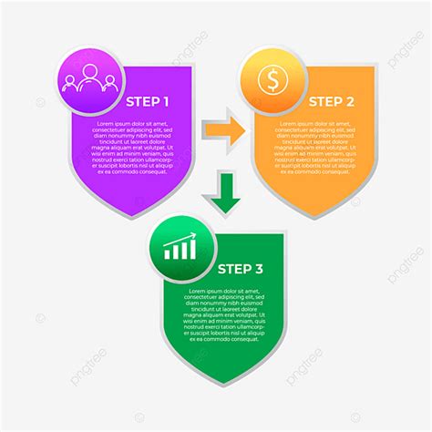 Three Step Vector Hd Images Three Step Colourful Infographic Element