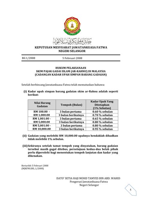 Hukum Pelaksanaan Skim Pajak Gadai Islam Ar Rahnu Di Malaysia