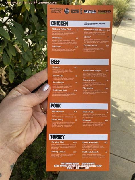 Online Menu Of The Carving Board Restaurant Woodland Hills California