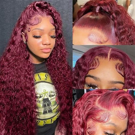 30 Inch 99j Burgundy Lace Front Wigs Human Hair Red Colored Wig Human Hair 13x4