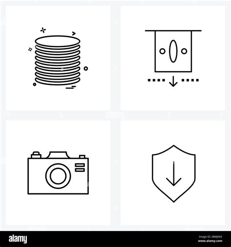 set   simple  icons  coins camera coin finance dslr vector
