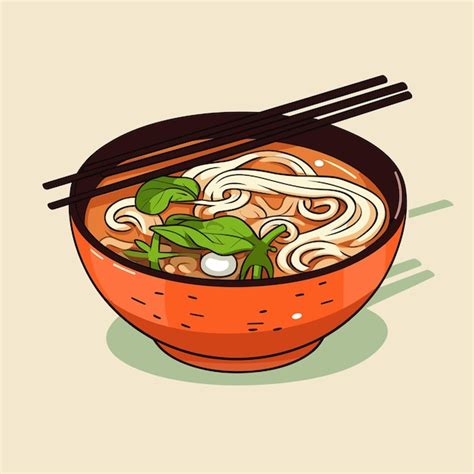 Premium Vector A Drawing Of A Bowl Of Noodles With A Drawing Of A