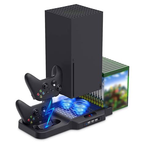 Vertical Stand For Xbox Series X S With Cooling Fan Charging Station