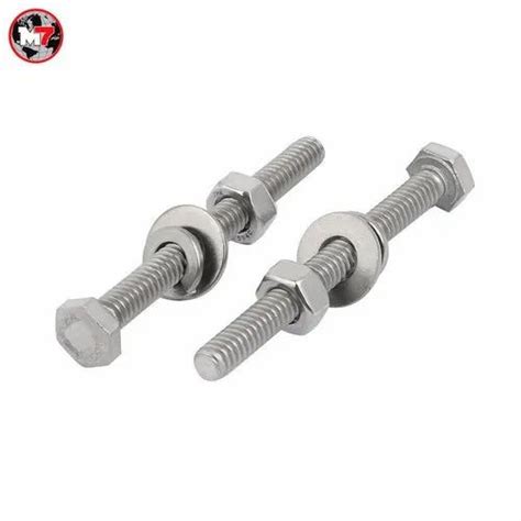 Full Threaded Chrome Polished Mild Steel Nut Bolt Washer Set For