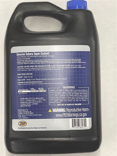 Genuine Oem Subaru Super Coolant Prediluted Soa V Gallon Pre