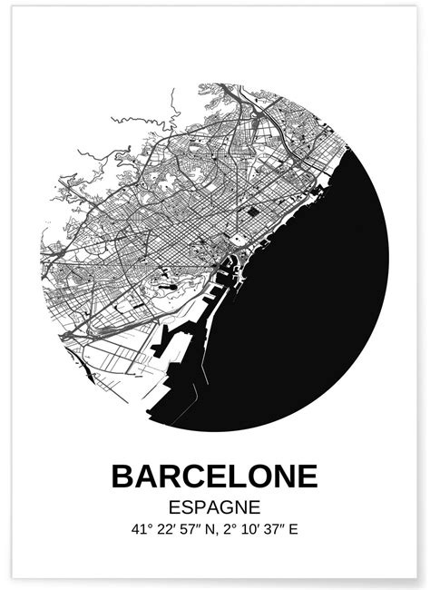 Carte Barcelone Poster Ville Afficher Dans Le Salon Lafficherie