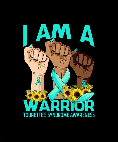 Hand I Am A Warrior Tourettes Syndrome Awareness Sunflower Drawing By Thepassionshop Fine Art